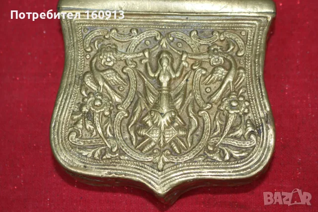 Отлична бронзова барутница, паласка, фишеклък, кутия., снимка 3 - Антикварни и старинни предмети - 55422130
