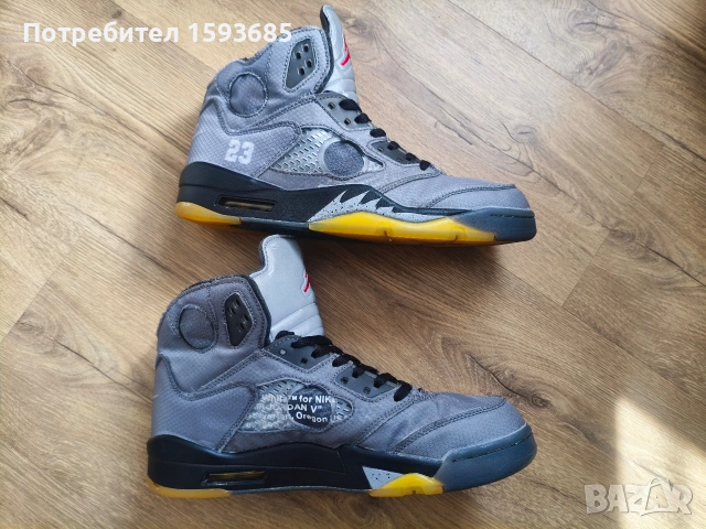 Nike Air Jordan 5 Off-White, номер 44., снимка 6 - Маратонки - 54041688