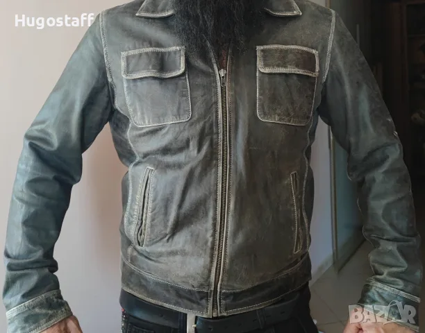 Винтидж Мъжко кожено яке Cafe Racer LLD M/L, снимка 4 - Якета - 55501923