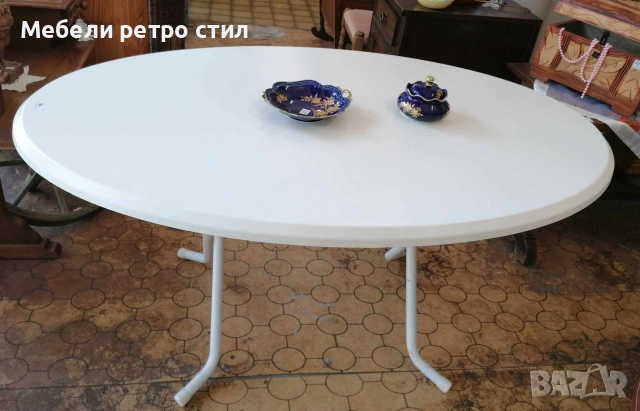 Сгъваема овална маса - практична и стилна в бял цвят с метална сгъваема конструкция., снимка 5 - Маси - 55013806