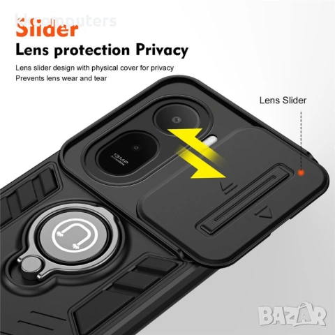 Калъф за Xiaomi Redmi A7 Pro 4G с Капаче за Камера и Стойка - PC+TPU, 3 цвята, снимка 5 - Калъфи, кейсове - 54293604