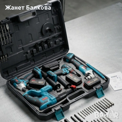 Комплект акумулаторни инструменти BOXER BX-187 – 4в1 + 3x5Ah батерии , снимка 3 - Други инструменти - 54551173
