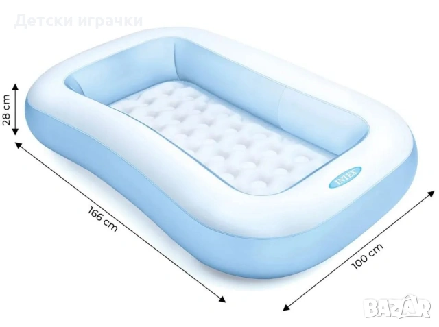 Детски надуваем правоъгълен басейн INTEX, 166 х 100 х 25 см, с меко дъно , снимка 3 - Надуваеми играчки - 50394738