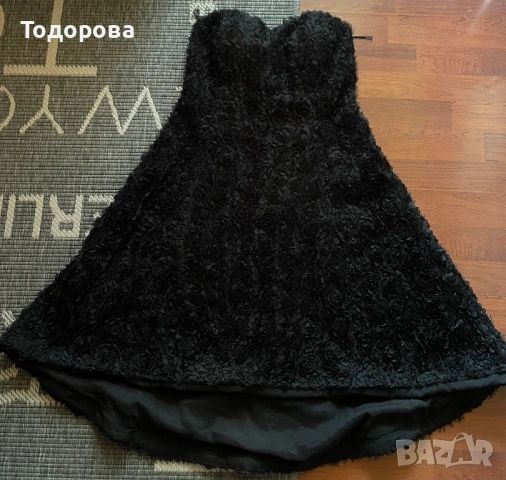 Официална черна рокля - горна част бюстие, асиметрична, снимка 5 - Рокли - 54574193