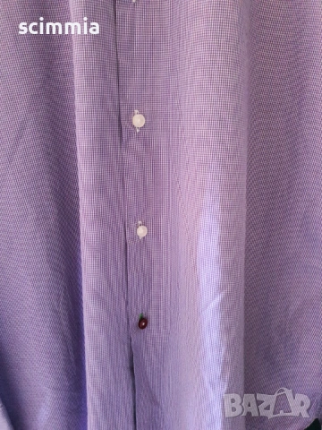 Мъжка риза Tommy Hilfiger Tailored Fit лилава карирана риза размер XL 100% памук, снимка 4 - Ризи - 54728319