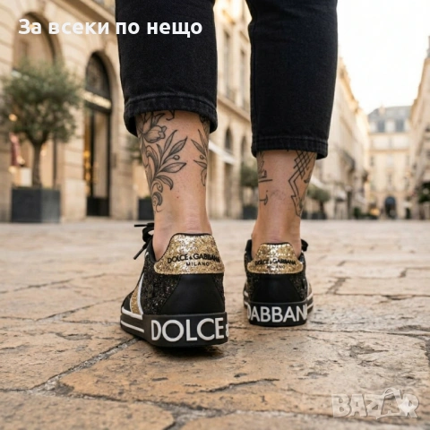 Dolce&Gabbana Portofino "Gold Glit" Edition Дамски Маратонки С Кутия👟Дамски Спортни Обувки Код S448, снимка 4 - Маратонки - 54347298
