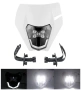 Маска с LED Фар за мотор, мотоциклет Бяла с къси и дълги светлини - Универсален модел за ENDURO / Tr, снимка 1