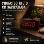 Настолен електронен дигитален светещ часовник термометър на ток стая, снимка 3