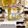 Комплект за бюфет WARMOUNTS 6L Gold Chafing Dish, 2 броя, кръгли затоплящи чинии с капак, снимка 5