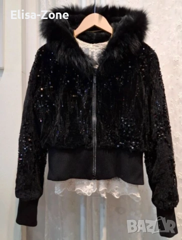 Елегантен дамски жакет с пайети, снимка 3 - Якета - 53953010