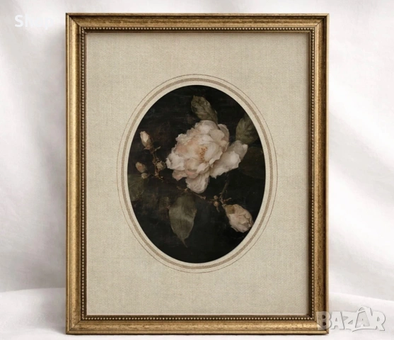 Флорална картина с антична златна рамка 🎨