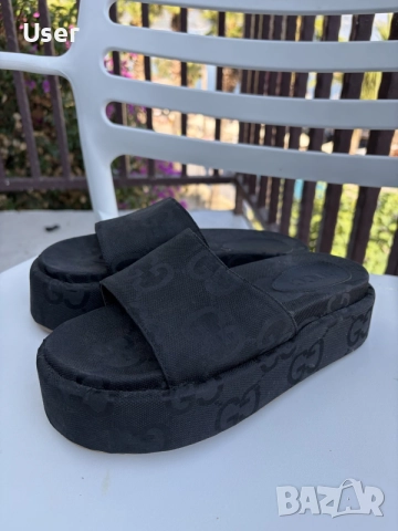 Черни чехли Gucci , снимка 3 - Чехли - 55592609