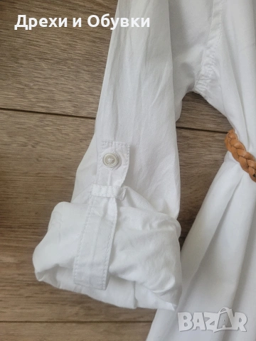 Бяла дълга риза памучна материя Размер М , снимка 5 - Рокли - 54095784