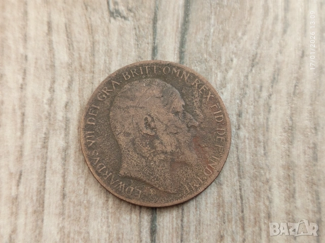 Монета 1908 Великобритания 1 Penny King George V, снимка 3 - Нумизматика и бонистика - 54662841