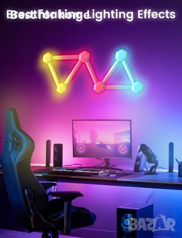 Умни LED стенни осветителни тела за гейминг, RGBIC LED светлинни ленти 3D, снимка 8 - Лед осветление - 54995000