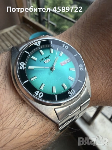 SEIKO 5 Тюркоаз 1989 , снимка 3 - Мъжки - 55457472