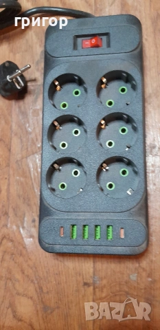 Разклонител с шест гнезда, снимка 2 - Разклонители и удължители - 54316070