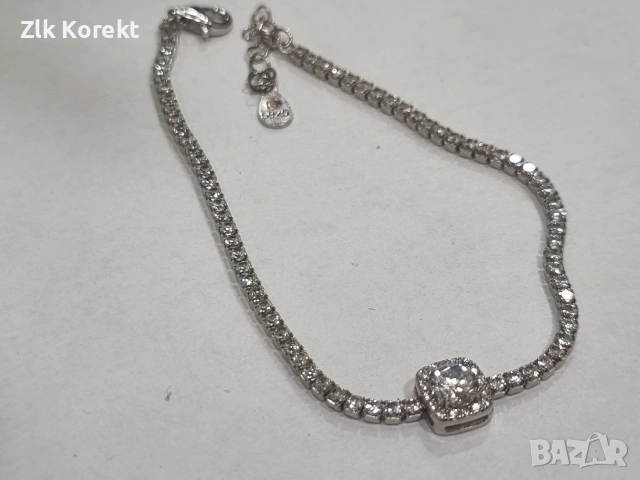 Дамска сребърна гривна с циркони и мойсанит, снимка 8 - Гривни - 55223638