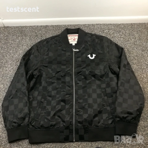 $280 Оригинално мъжко дизайнерско яке True Religion Jacket Buddha Satin Bomber Nylon Размер L, снимка 2 - Якета - 54020259