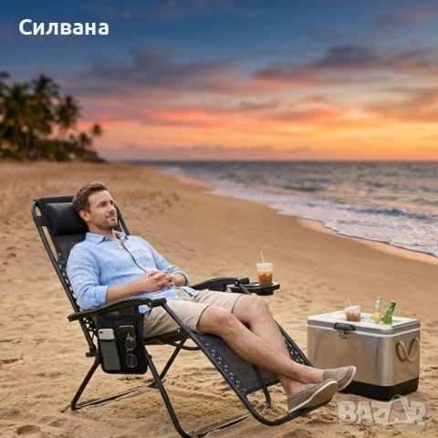Сгъваем градински шезлонг , снимка 2 - Градински мебели, декорация  - 55101280