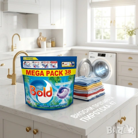 Премиум капсули за пране Bold All-in-1 Pods Northern Solstice с вграден омекотител Lenor 38 бр.