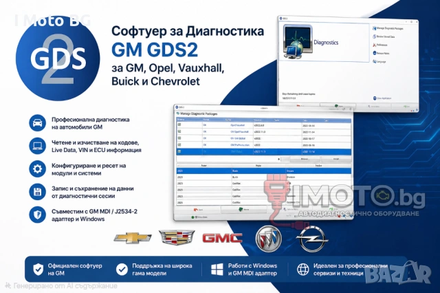 Софтуер за Диагностика GM GDS2 за GM, Opel, Vauxhall, Buick, Chevrolet