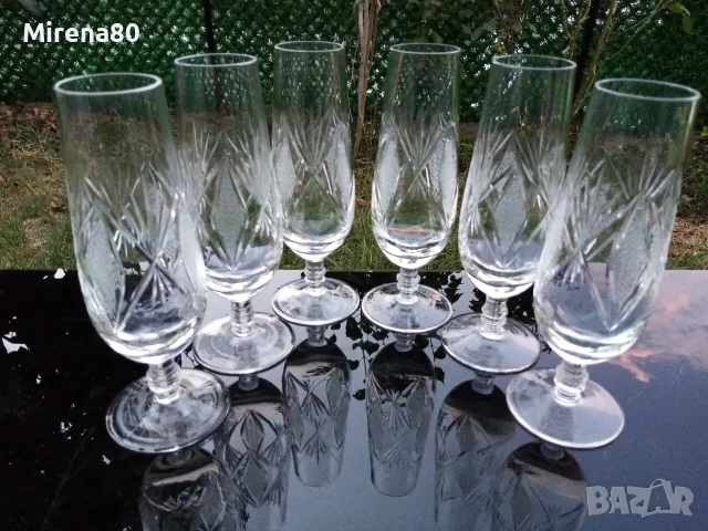 Български кристален сервиз за вермут - нов !
