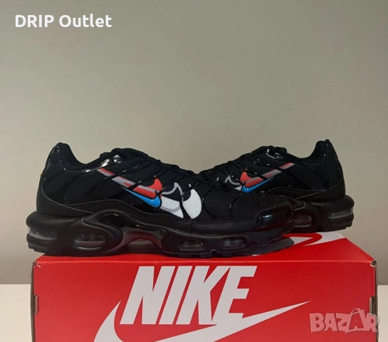 !НОВИ! Nike Air Max Plus 'TN' Multi Swoosh | Black/Red/Blue | + КУТИЯ, снимка 3 - Маратонки - 55283426