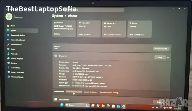 Lenovo ThinkBook | Ryzen 7 4700| 16GB DDR4 | 256 SSD , снимка 7 - Лаптопи за работа - 55411046