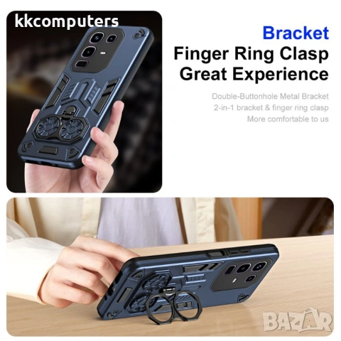 Удароустойчив Калъф за Infinix Note 50 Pro 4G със Стойка Ring Holder и Протектор – 2 цвята, снимка 3 - Резервни части за телефони - 54640870