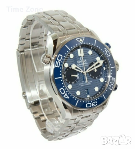 Omega Seamaster Diver 300M Chronograph 44mm Steel Blue Wave Dial Ceramic, снимка 7 - Мъжки - 54044290