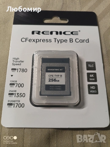 RENICE 256GB Професионална CFexpress Type B карта памет, до 1780MB/s четене, 1350MB/s , снимка 3 - Чанти, стативи, аксесоари - 54883748