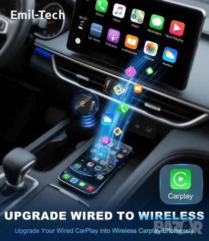 Безжичен Apple CarPlay адаптер CMRDQD – Plug & Play, снимка 7 - Аксесоари и консумативи - 55493999