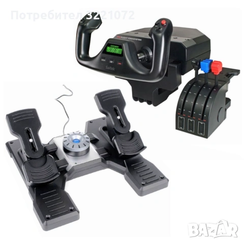 Контроли за авио-симулатор Logitech - G Flight Yoke System, черен (PC) & Logitech G PRO Flight Rudde