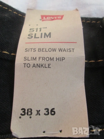 LEVI'S 511 SLIM нови, с етикет черни мъжки дънки размер 38x36., снимка 5 - Дънки - 54654922