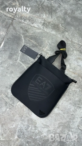 Emporio Armani Нова Мъжка Кожена Черна Чанта Армани Два Модела , снимка 2 - Чанти - 54396012