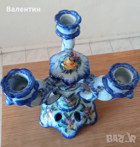 Порцеланов свещник за 3 свещи, снимка 2 - Други - 54164306