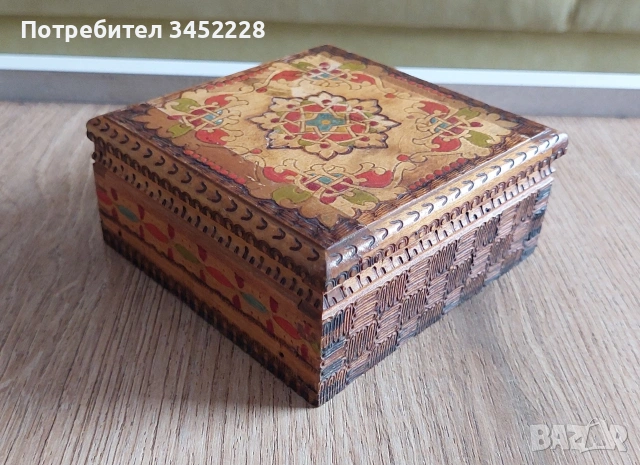 Кутия дървена пирографирана ретро за колекционери , снимка 4 - Декорация за дома - 54165521