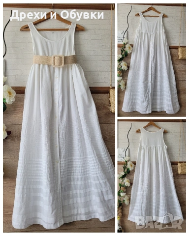 Бяла лятна рокля памучна материя бохо