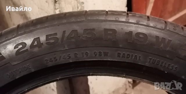 Продавам 2 броя летни гуми 245.45.19 на 1 сезон дот 2020 Контентал , снимка 3 - Гуми и джанти - 54228577
