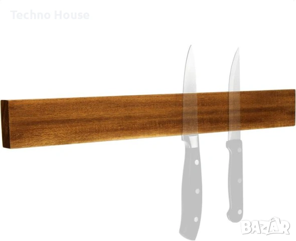 Магнитната лента за ножове, изработена от акациево дърво