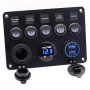 Автомобилен контролен панел с 5 бутона ON/OFF, IP65, 12V/24V – с волтметър, USB и гнездо 10228, снимка 1