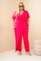 Дамски памучен гащеризон Plus Size с връзки на талията, 4цвята , снимка 2