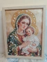 Перлена икона Богородица с Младенеца , 30*40 см. в дървена рамка, снимка 6