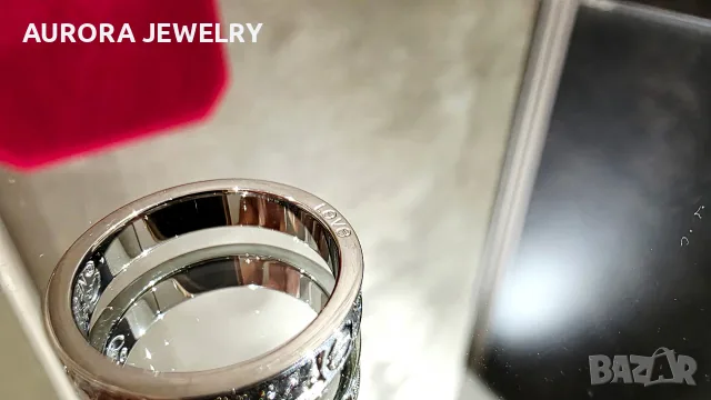 CARTIER Love Band White Gold Paved Diamonds Унисекс Пръстен, снимка 8 - Пръстени - 52870389