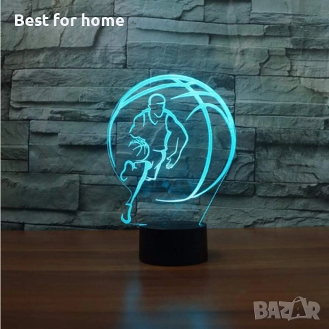 3D баскетболна лампа USB захранване 7 цвята невероятна оптична илюзия 3D LED лампа, снимка 5 - Лед осветление - 54658799
