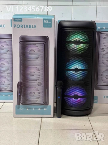 Тройна караоке колонка GTS 2279 3х6.5" Bt,FM,MP3,USB,Микрофон+LED RGB