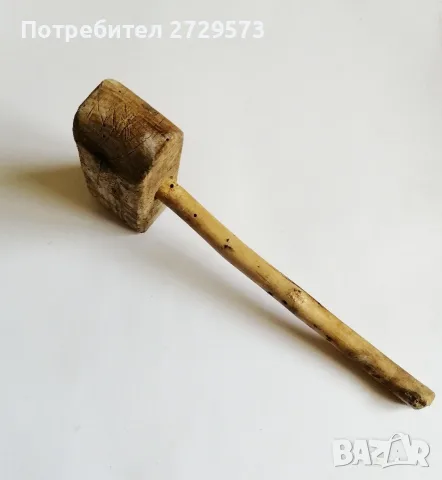 Стар дървен чук - Инструмент от дърво - Декорация за битов кът, механа, снимка 6 - Други ценни предмети - 55619296