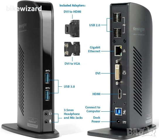 Докинг станция KENSINGTON USB 3.0 Модел M01167 с двоен DVI/HDMI/VGA видео sd3500v K33972, снимка 4 - Друга електроника - 54012962
