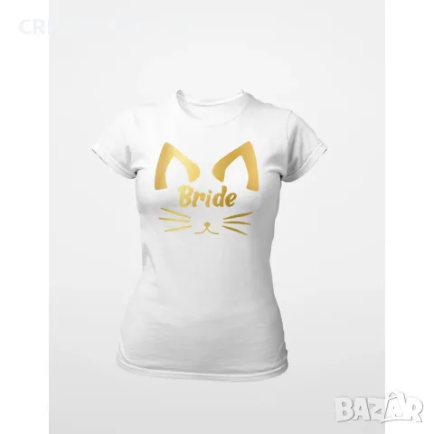 Дамска тениска с щампа - Bride meow, снимка 3 - Тениски - 55590964
